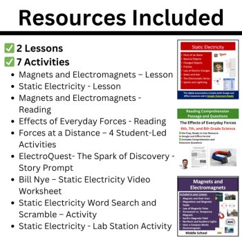 MS-PS2-5 Force at a Distance: Magnetic & Electric Fields BUNDLE | Electrostatics, image 2