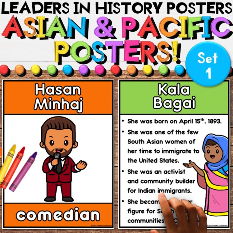 Asian American & Pacific Islanders Posters or Coloring Pages with Quotes & Facts
