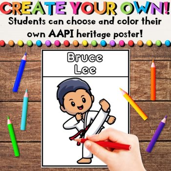 Asian American & Pacific Islanders Posters or Coloring Pages with Quotes & Facts, image 4