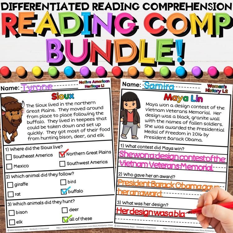 Reading Comprehension Passages Growing Bundle with Differentiated Activities