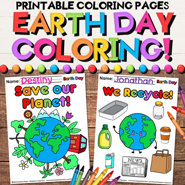 Earth Day & Recycling Coloring Sheets - Activity Pages for Literacy & Science