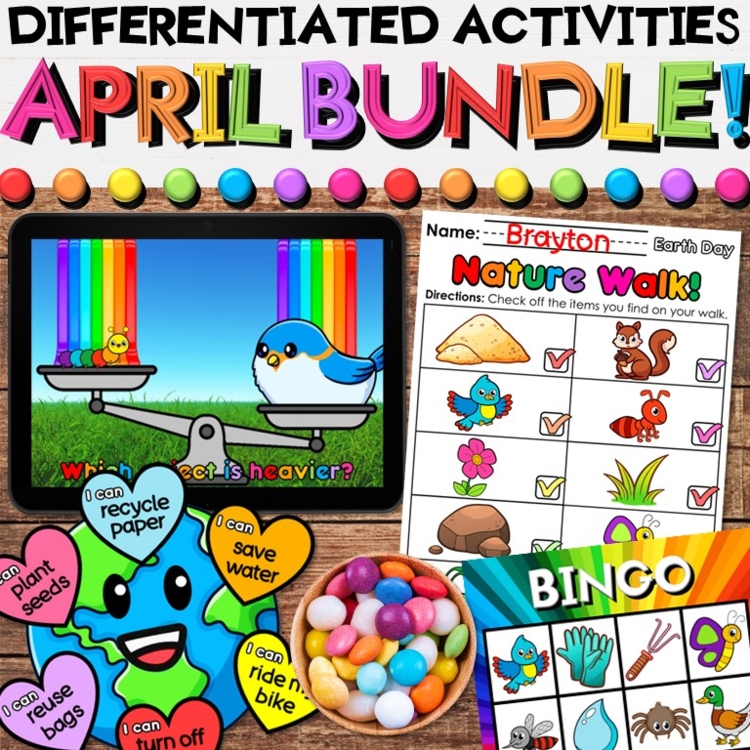 April Growing Bundle with Spring & Earth Day Activities - Math Literacy Science