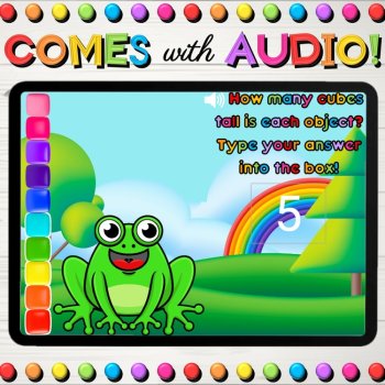 Non-Standard Measurement Math Spring Boom Cards™ | Measuring Height with Cubes, image 2