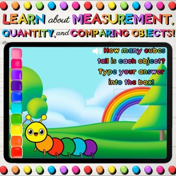 Non-Standard Measurement Math Spring Boom Cards™ | Measuring Height with Cubes, image 3