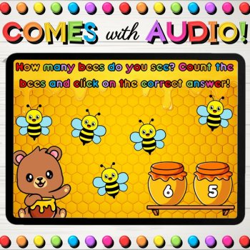 Counting Objects up to 20 Spring Bees Math Boom Cards™ for 1 to 1 Correspondence, image 2
