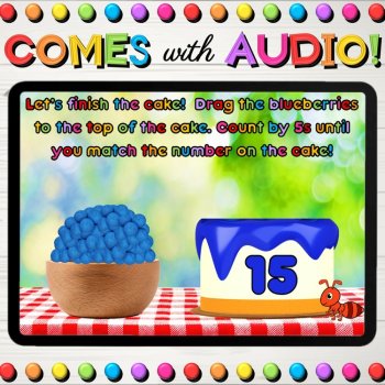 Skip Counting by 5s to 150 Spring Math Boom Cards™ for Kindergarten & 1st Grade, image 2