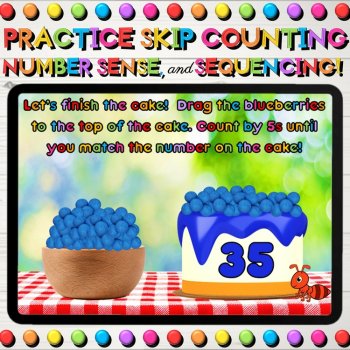 Skip Counting by 5s to 150 Spring Math Boom Cards™ for Kindergarten & 1st Grade, image 3