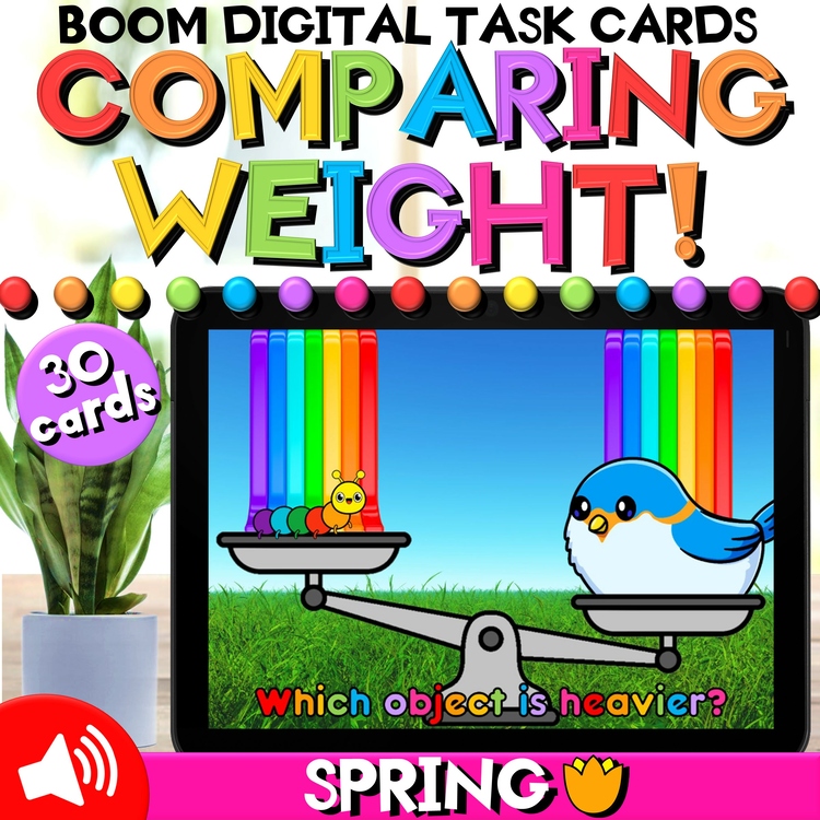 Measurement: Heavier Objects - Spring Math Boom Cards™ for Comparing Weights