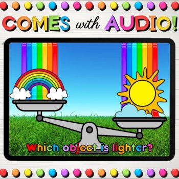 Measurement: Lighter Objects - Spring Math Boom Cards™ for Comparing Weights, image 2
