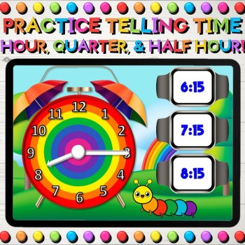Telling Time to the Hour, Quarter & Half Hour Spring Boom Cards™ Analog, Digital, image 3