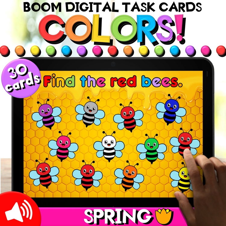 Colors Spring Bees Boom Cards™: Identifying, Matching, Sorting, & Color Names