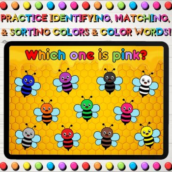 Colors Spring Bees Boom Cards™: Identifying, Matching, Sorting, & Color Names, image 3
