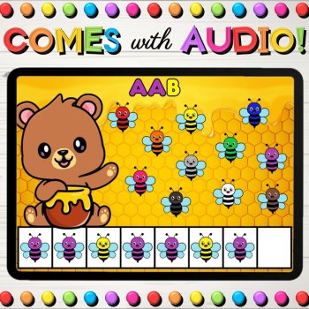 Completing Patterns Spring Bees Math Boom Cards™ for Kindergarten and 1st Grade, image 2