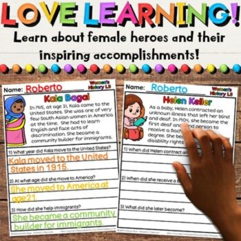 Women's History Reading Comprehension Differentiated Worksheet Activities Set 1, image 2