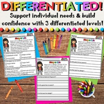 Women's History Reading Comprehension Differentiated Worksheet Activities Set 1, image 3