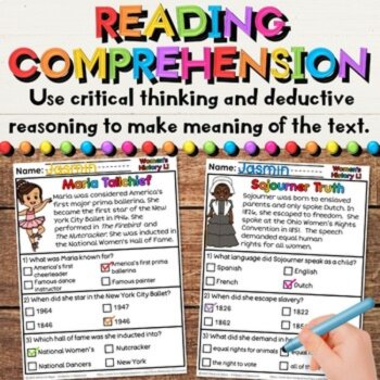 Women's History Reading Comprehension Differentiated Worksheet Activities Set 1, image 4