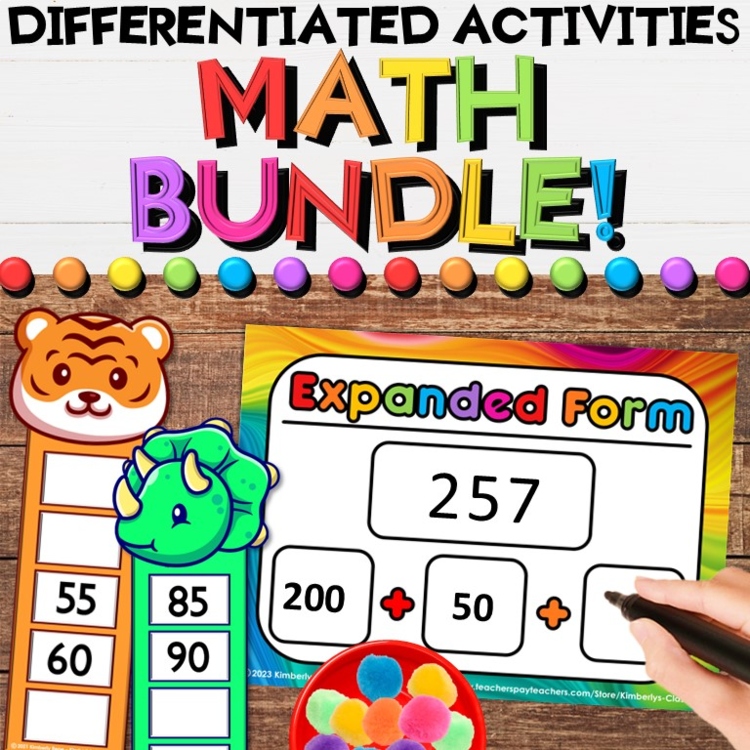Math Center Activities Growing Bundle for Pre-K, Kindergarten, 1st & 2nd Grade