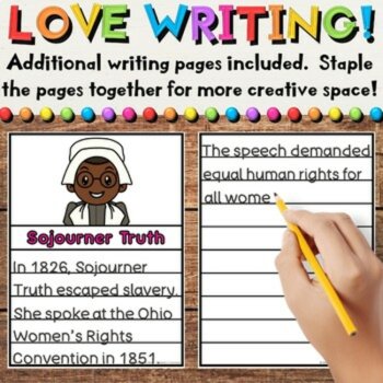 Women's History Writing Crafts with Differentiated Coloring & Drawing Activities, image 4