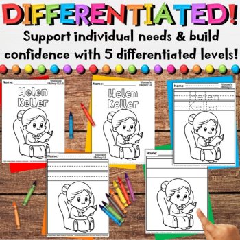 Women's History Coloring Pages with Diverse Historical Figure Writing Activities, image 3