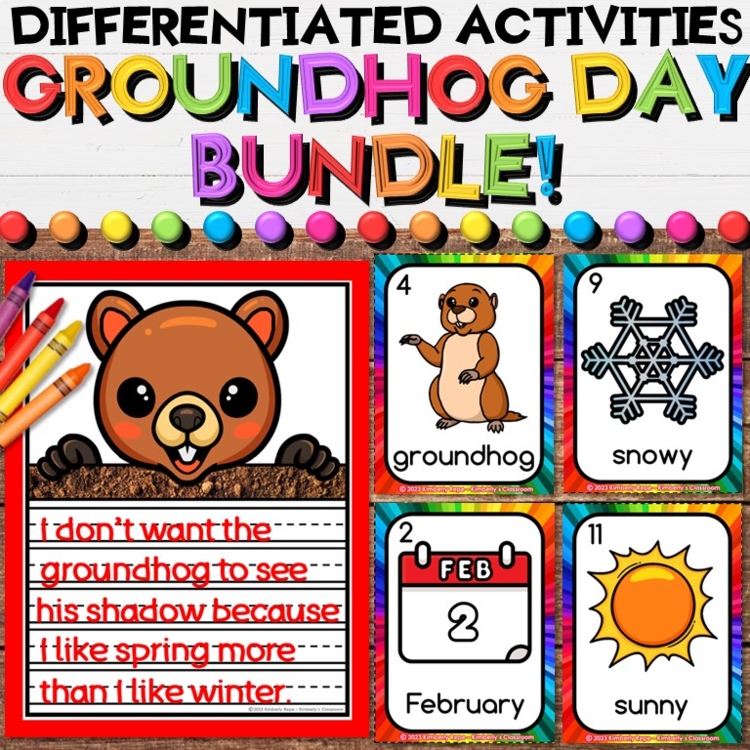 Groundhog Day Growing Bundle with Writing Crafts and Write the Room Activities