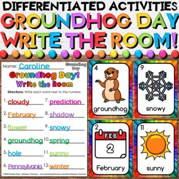 Groundhog Day Growing Bundle with Writing Crafts and Write the Room Activities, image 3