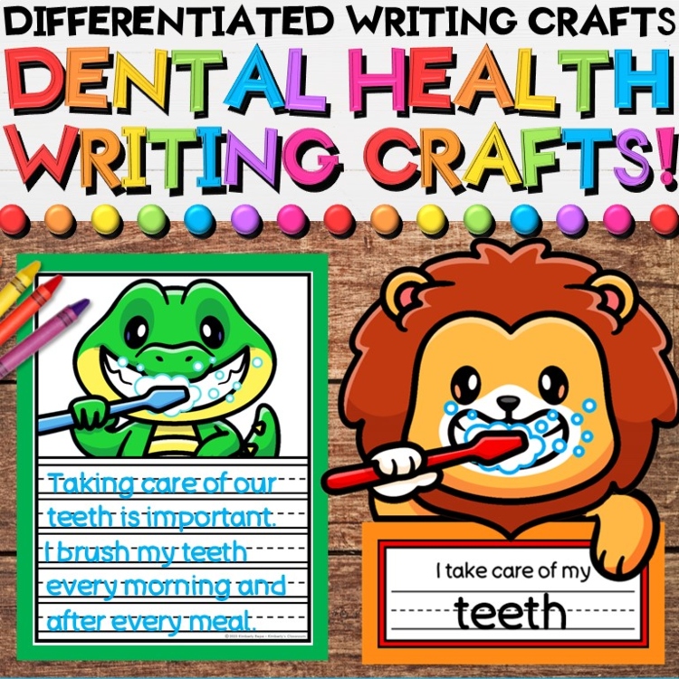 Dental Health Writing Crafts with Coloring, Drawing & Sequencing Activities