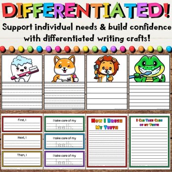 Dental Health Writing Crafts with Coloring, Drawing & Sequencing Activities, image 3