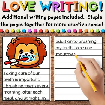 Dental Health Writing Crafts with Coloring, Drawing & Sequencing Activities, image 4