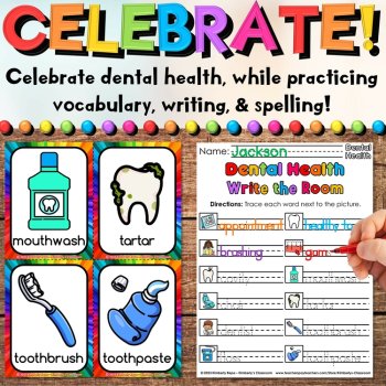 Dental Health Write the Room Vocabulary Activities for February Literacy Centers, image 2