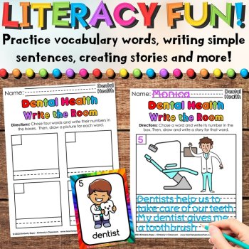 Dental Health Write the Room Vocabulary Activities for February Literacy Centers, image 3