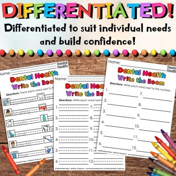 Dental Health Write the Room Vocabulary Activities for February Literacy Centers, image 4