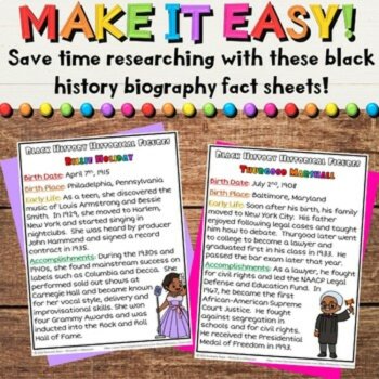 Black History Month Biography Sheets and Historical Leaders Fact Posters FREEBIE, image 3