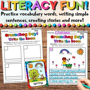 Groundhog Day Write the Room Vocabulary Activities for February Literacy Centers, image 3