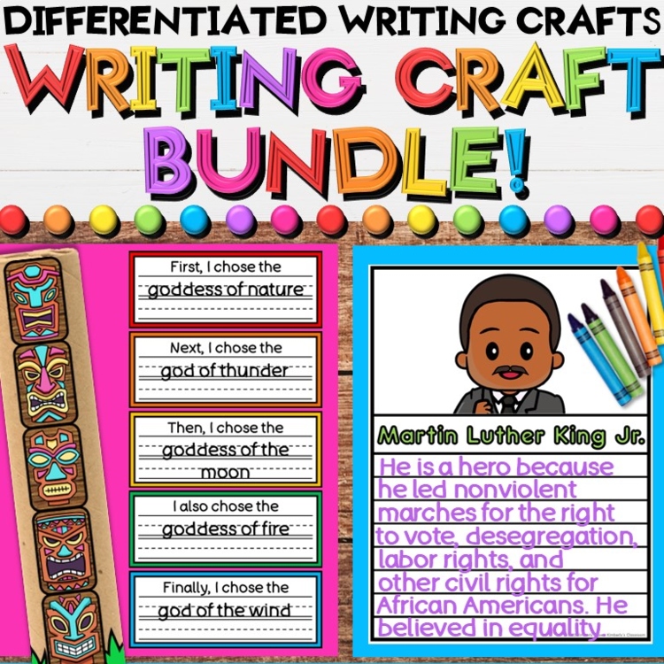 Writing Crafts Growing Bundle with Writing & Art Activities for Bulletin Boards