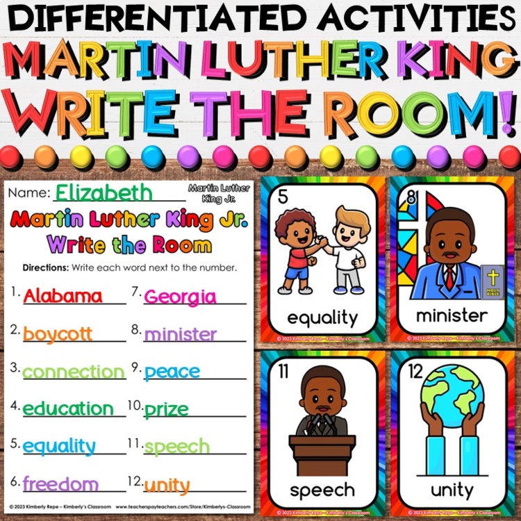 Martin Luther King Jr. Write the Room Vocabulary Activities for Black History