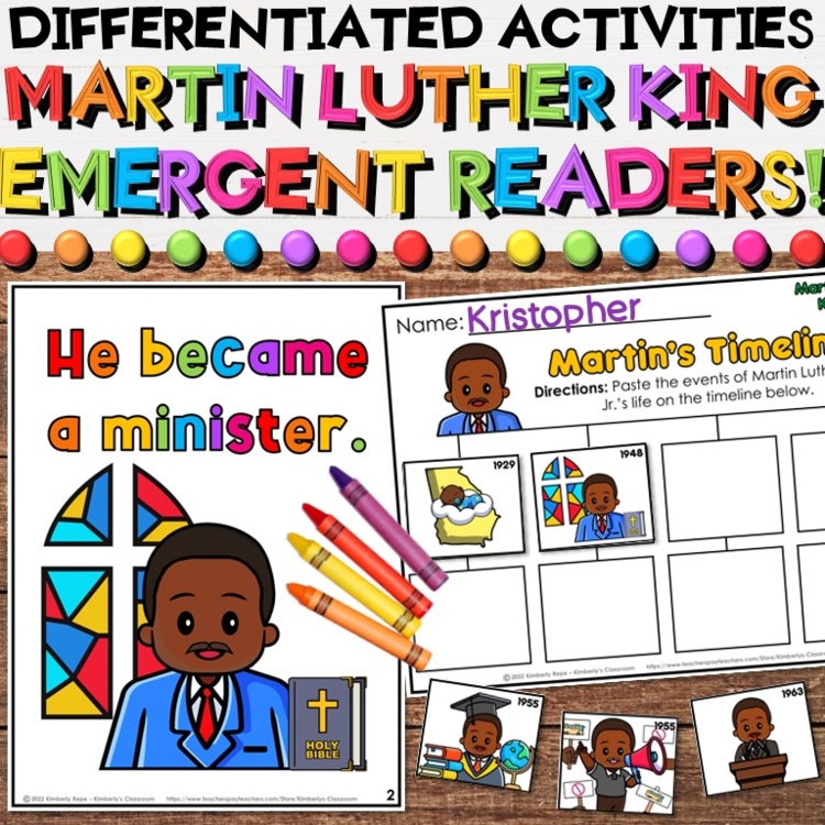 Martin Luther King Jr Early Readers, Reading Comprehension & Timeline Activities