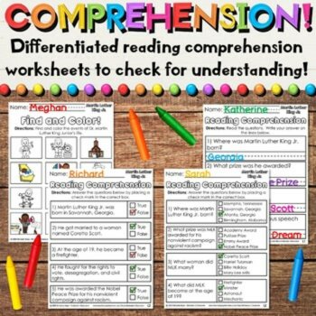 Martin Luther King Jr Early Readers, Reading Comprehension & Timeline Activities, image 3