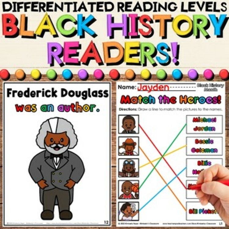 Black History Figures Early Readers, Reading Comprehension & Coloring Activities