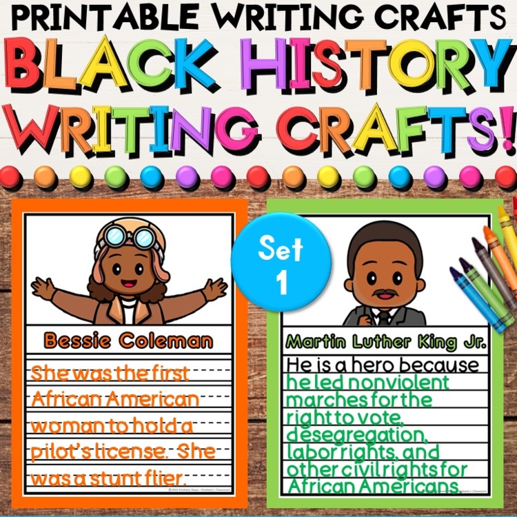 Black History Leaders Writing Crafts with Prompts & Biography Sheets - Set 1