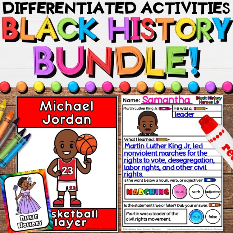 Black History Month Growing Bundle, Historical Figures Social Studies Activities