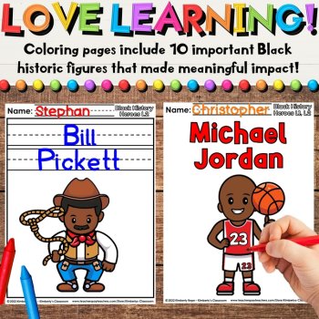 Black History Historical Figures Coloring Pages & Heroes Writing Activities, image 2