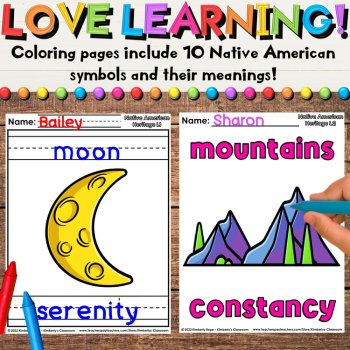 Native American Coloring Pages & Writing Activities about Nature Symbols, image 2