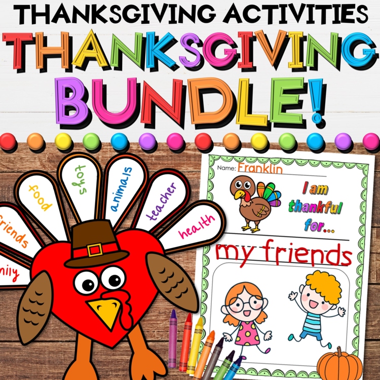 Thanksgiving Growing Bundle with Fall Math, Literacy, Crafts & Puzzle Activities