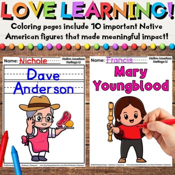 Native American Coloring Pages & Writing Activities about Historical Figures, image 2
