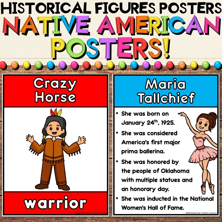 Native American Heritage Posters - Historical Figures Bulletin Board Decorations