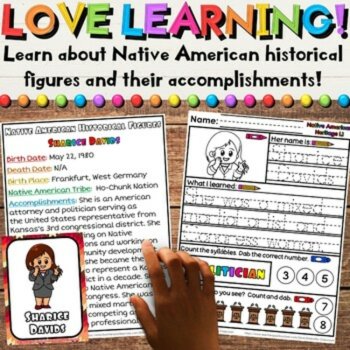 Native American Historical Figures Worksheets Bio Sheets, & Flashcard Activities, image 2
