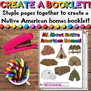 Native American Homes Worksheet Activities, Emergent Reader & Coloring Booklet, image 4
