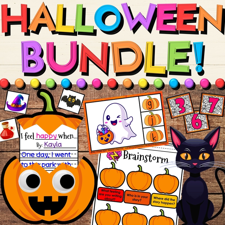 Halloween Activities Growing Bundle for October - Math, Literacy, Crafts, Games