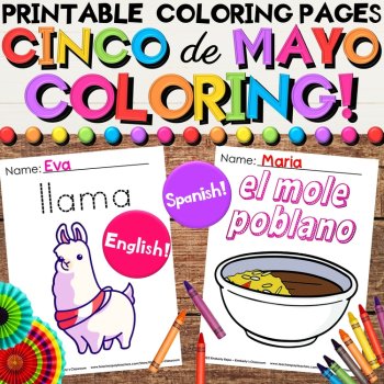 Cinco de Mayo Growing Bundle - English & Spanish Activities, Bingo, Coloring, image 3