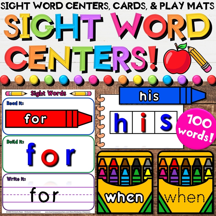 High Frequency Sight Word Centers & Play Mat Activities for Back to School